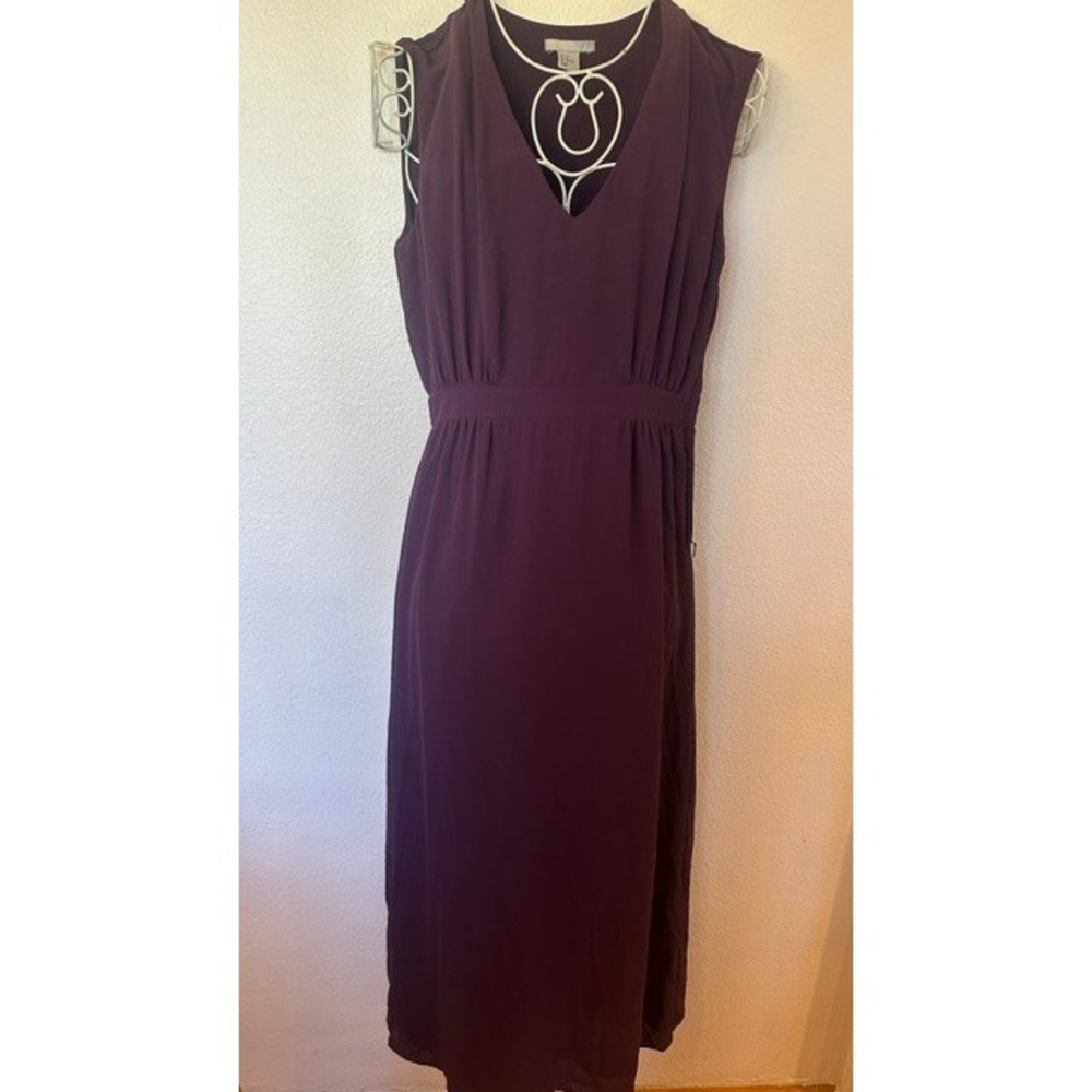 H&M Purple V Neck Sleeveless Maxi Dress Size 4 Empire Waist Sheath Casual Tank